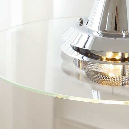 Contemporary Scandinavian Disc Tapered Iron Glass 1-Light Pendant Light For Bedroom
