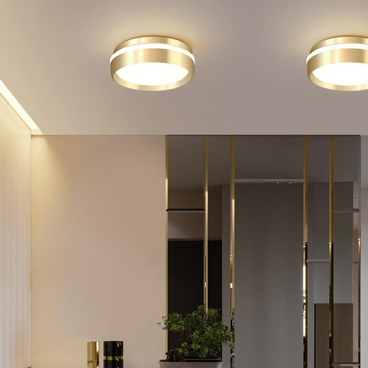Nordic Minimalist Round Solid Gold Aluminum Acrylic LED Flush Mount Light