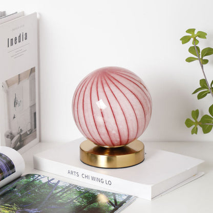 Modern Simplicity Glass Iron Ball Stripe Planet LED Rechargeable Table Lamp For Bedroom