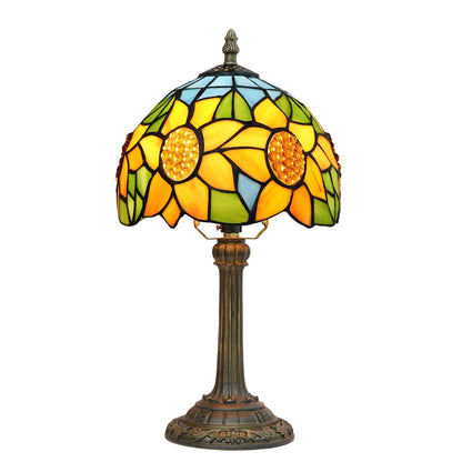 Traditional Tiffany Sunflower Umbrella Shape Resin Glass 1-Light Table Lamp For Bedroom