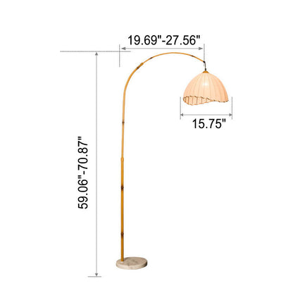 Vintage Fabric Marble Fishing Imitation Bamboo Rod 1-Light Standing Floor Lamp