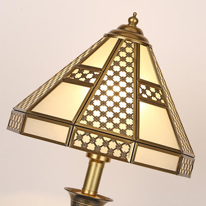 Modern Chinese Luxury Glass Copper 1-Light Table Lamp