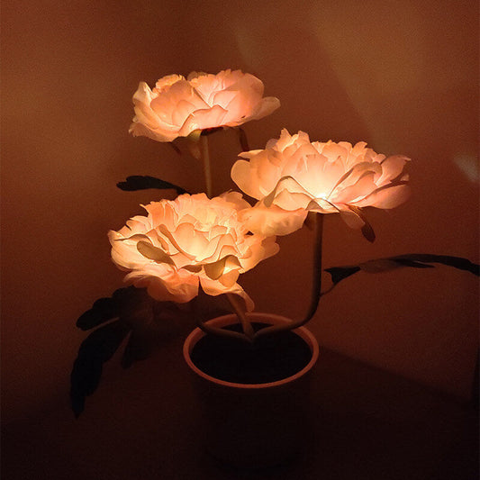 Outdoor Solar Simulation Peony Flower Bonsai Decoration LED Table Lamp