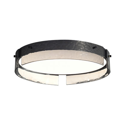 Modern Minimalist Black Round Drum Glass Copper LED Flush Mount Ceiling Light