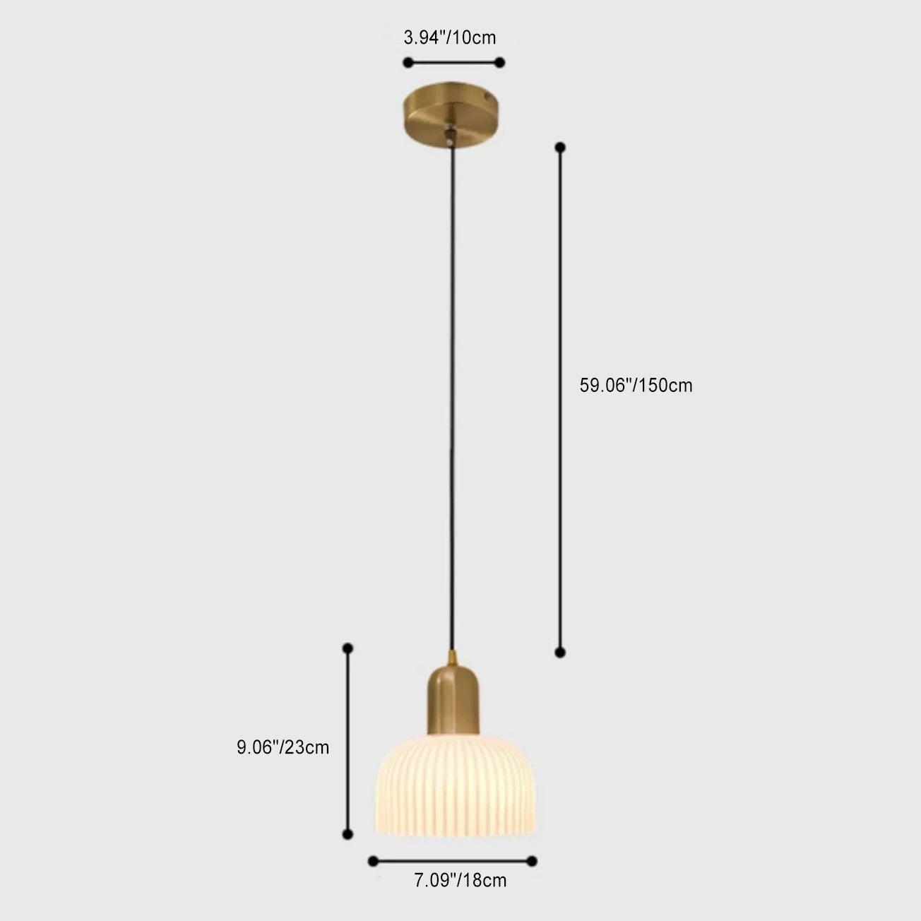 Traditional Japanese Copper Ceramic Hemispheric 1-Light Pendant Light For Dining Room