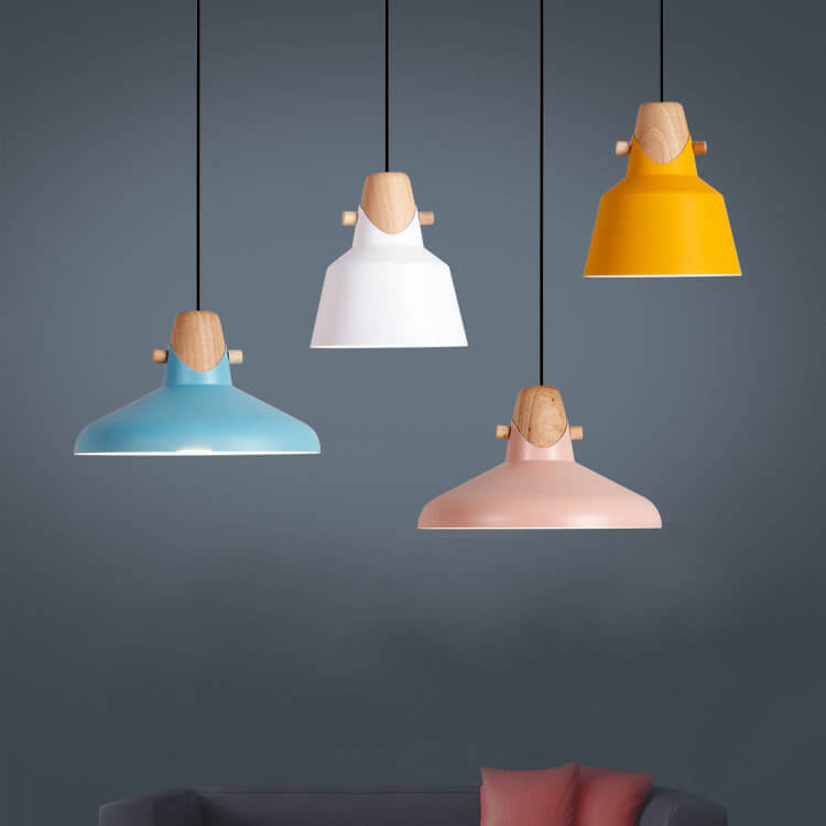Nordic Minimalist Macaron Solid Color Ironwood 1-Light Pendant Light