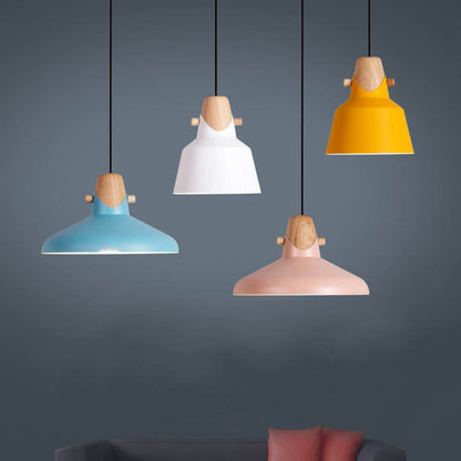 Nordic Minimalist Macaron Solid Color Ironwood 1-Light Pendant Light