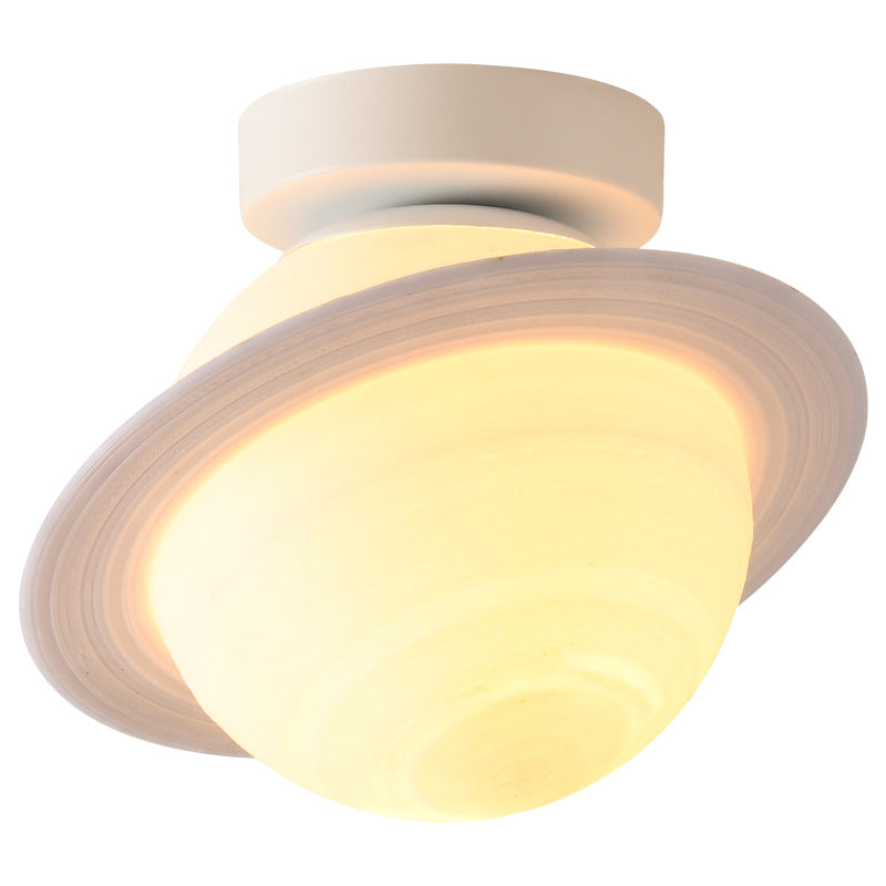 Nordic Creative Moon Planet Iron Art 1-Light Semi-Flush Mount Light