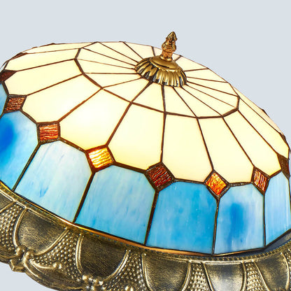 Tiffany Mediterranean Stained Glass Round LED Flush Mount Ceiling Light