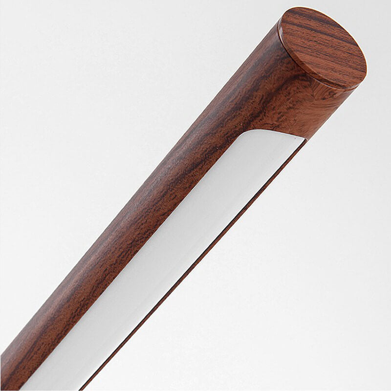 Nordic Minimalist Imitation Walnut Wood Grain Cylindrical Strip Hardware Base LED Standing Floor Lamp