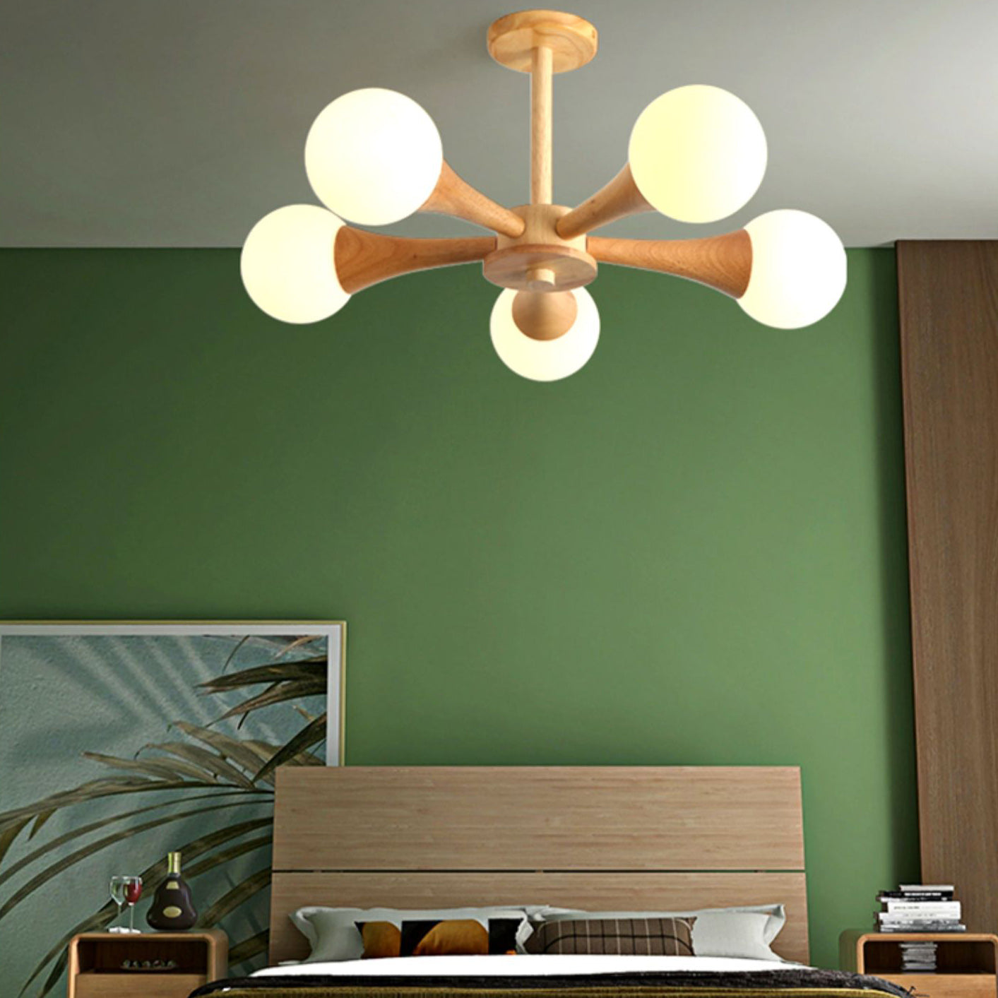 Japanese Log Fork 3/4/5-Light Semi-Flush Mount Light