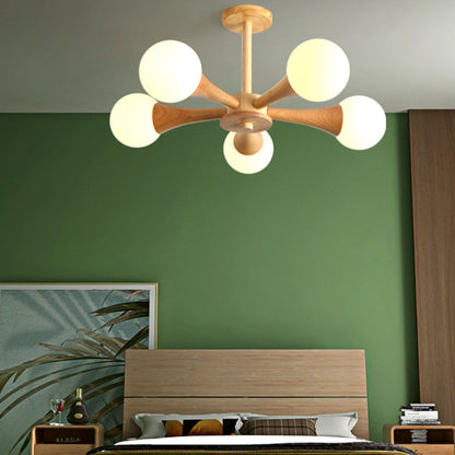 Japanese Log Fork 3/4/5-Light Semi-Flush Mount Light