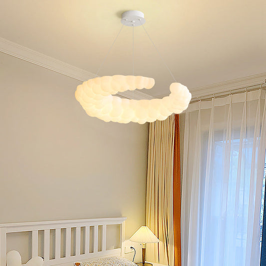 Modern Minimalist Crescent PE Iron LED Chandelier For Bedroom