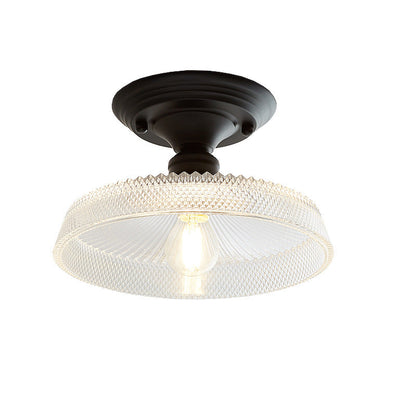 Nordic Vintage Glass Floral Round Geometry 1-Light Semi-Flush Mount Ceiling Light