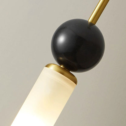 Modern Simplicity Marble Copper Cylinder 1-Light Pendant Light For Bedroom