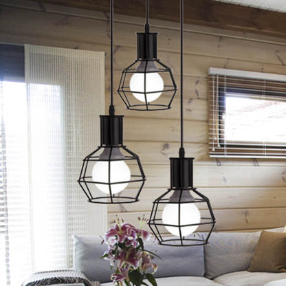 Industrial Creative Iron Round Cage 1-Light Pendant Light