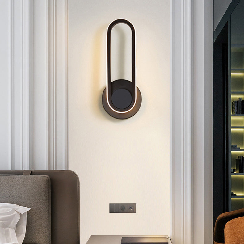 Contemporary Simplicity Iron Oval Ring Rotatable LED Wall Sconce Lamp For Bedroom