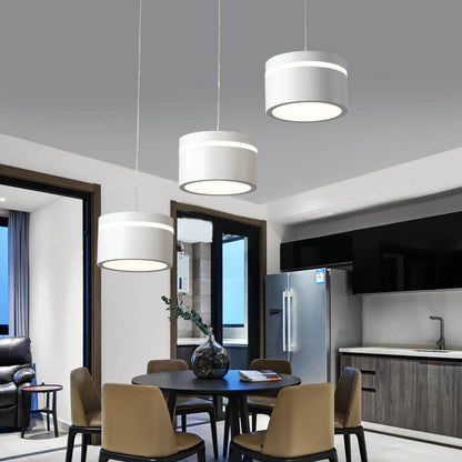 Nordic Minimalist Iron Round Drum Shade 3-Light LED Chandelier