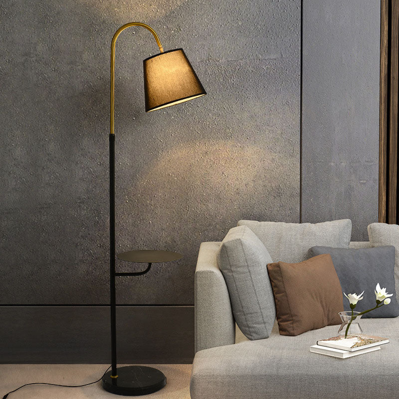 Nordic Light Luxury Pleated Fabric Marble 1-Light Standing Floor Lamp