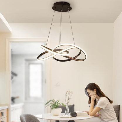 Nordic Art Curve Ring Aluminum Acrylic LED Chandelier