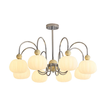 Modern Minimalist Pumpkin Branch Orb Iron PE 8-Light Chandelier For Bedroom