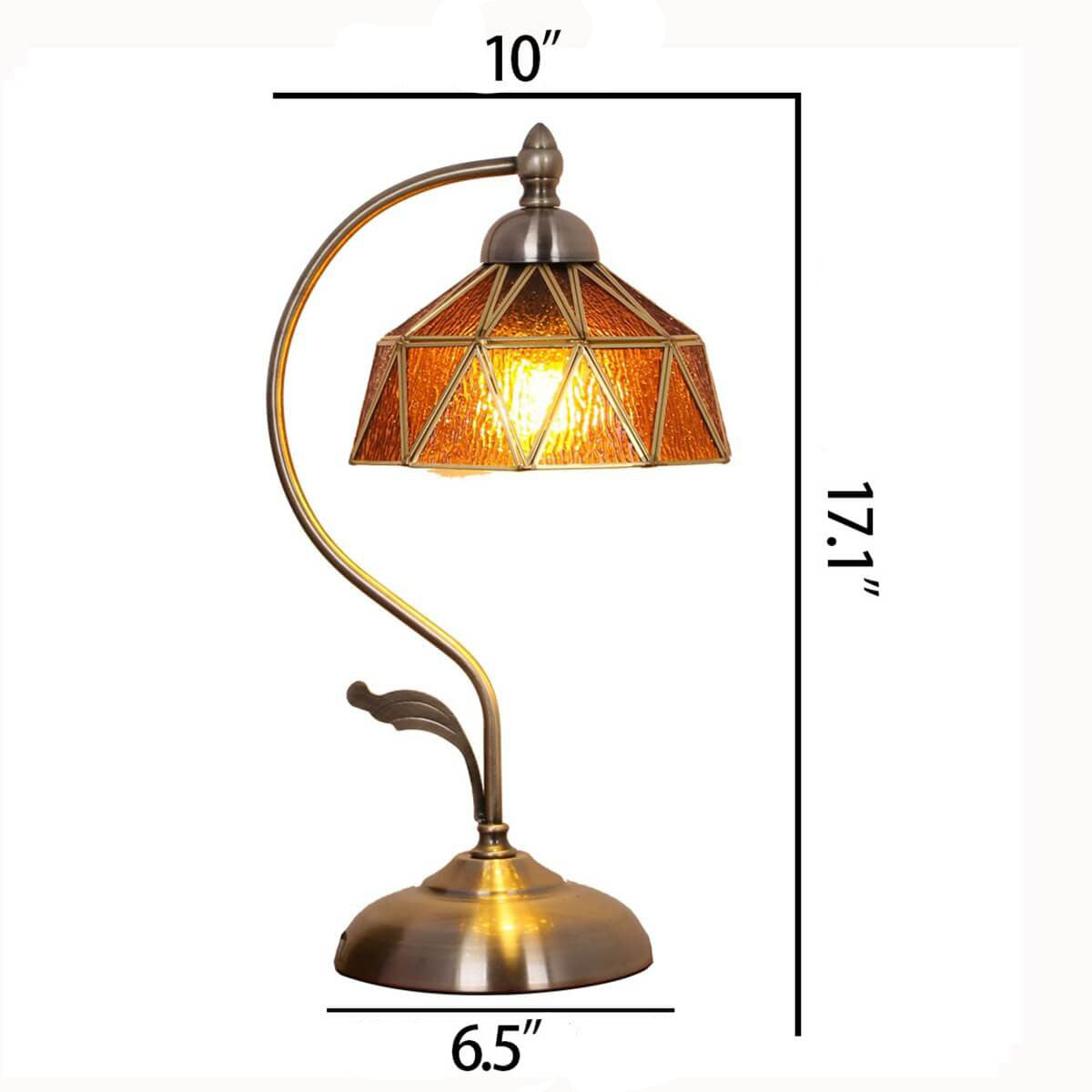European Tiffany Amber Lucite Glass 1-Light Table Lamp
