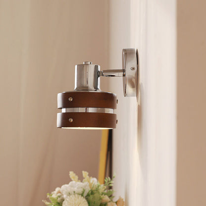 Japanese Retro Walnut Iron Lamp Arm 1-Light Wall Sconce Lamp