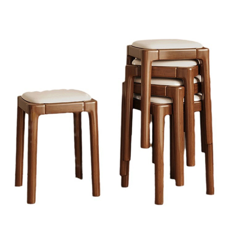 Modern Simplicity Wood Cat's Paw Leather Sponge Square Vanity Stool Backless For Bedroom