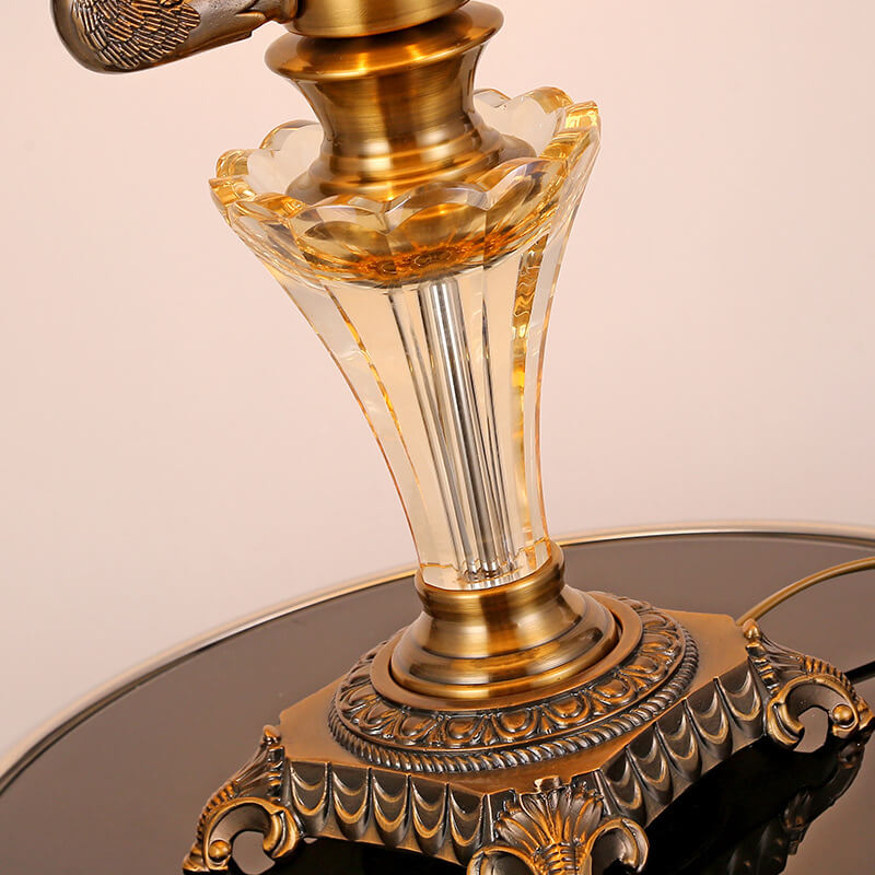 European Luxury Handmade Fabric Crystal Candle Holder 3/4 Light Table Lamp