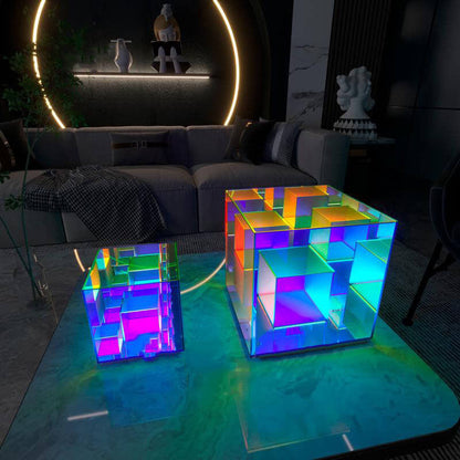Modern Acrylic RGB Line Rubik's Cube LED Table Lamp