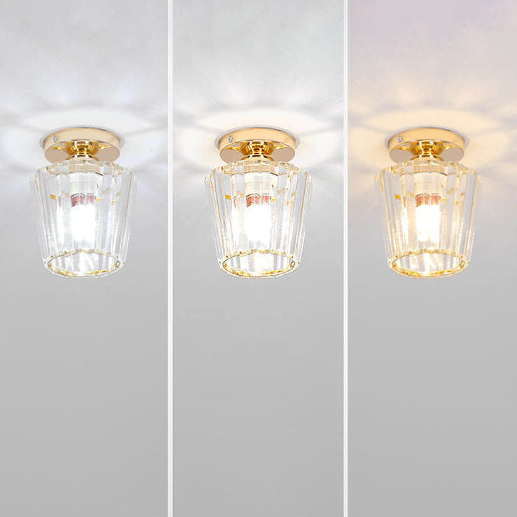 Nordic Minimalist Striped Crystal Cylinder Hardware 1-Light Semi-Flush Mount Ceiling Light