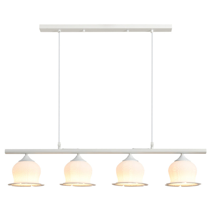 Modern Art Deco PLA Bell Orchid Flower Shade Iron 3/4/5-Light Island Light Chandelier For Dining Room