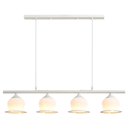 Modern Art Deco PLA Bell Orchid Flower Shade Iron 3/4/5-Light Island Light Chandelier For Dining Room
