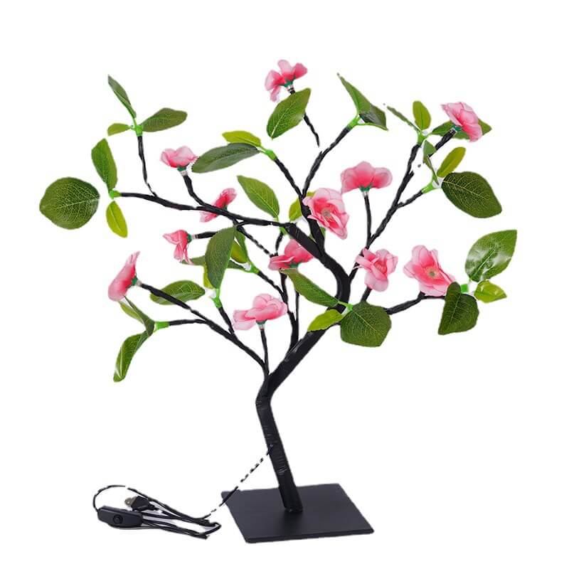 Simulation Peach Blossom Tree Green LED Tree Decoration Table Lamp