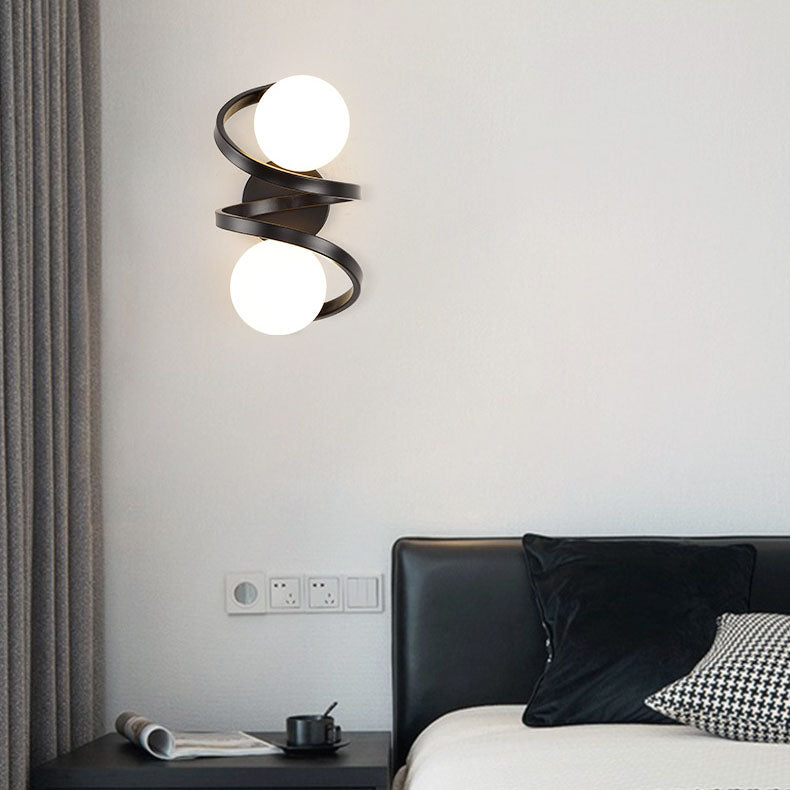 Modern Minimalist Round Ball Iron Glass 2-Light Wall Sconce Lamp