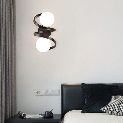 Modern Minimalist Round Ball Iron Glass 2-Light Wall Sconce Lamp