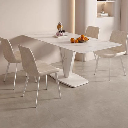 Contemporary Scandinavian PU Leather Carbon Steel Sponge Square Curved Dinining Chair Backrest For Dining Room