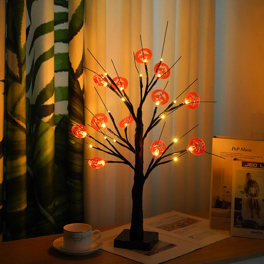 Halloween Tree Light Pumpkin Bats Simulation Tree Light USB Battery Decoration Table Lamp