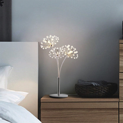 Nordic Creative Dandelion Crystal Bead Iron  3-Light Table Lamp