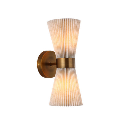 Modern Minimalist Column Fabric Copper 2-Light Wall Sconce Lamp For Living Room