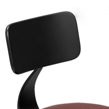 Traditional Vintage Round Wood PU Leather Iron Frame Bar Stool Backrest Footrest For Dining Room