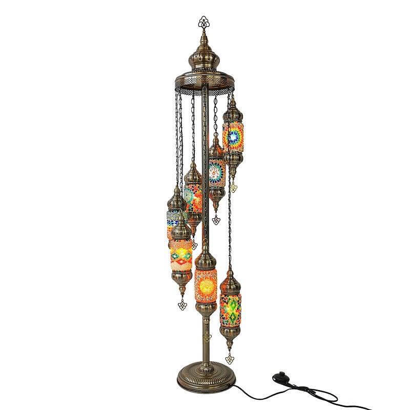 Retro Exotic Turkish  Moroccan 7-Light Standing Floor Lamp