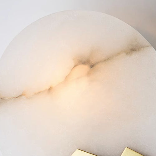 Modern Luxury Marble Round Shade Gold Finish Frame 1-Light Wall Sconce Lamp For Bedroom