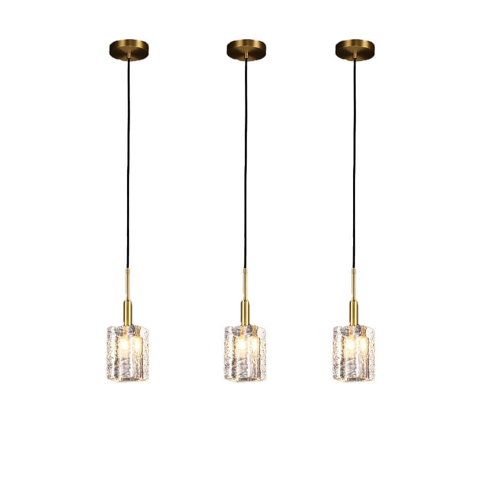 Nordic Light Luxury Crystal Square Copper 1-Light Pendant Light