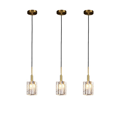 Nordic Light Luxury Crystal Square Copper 1-Light Pendant Light