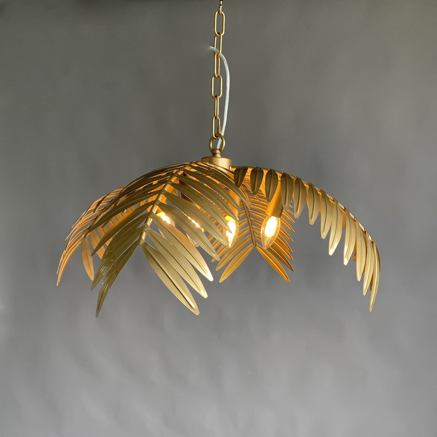 Contemporary Creative Golden Iron Tropical Palm Leaves Design 4-Light Chandelier For Dining Room