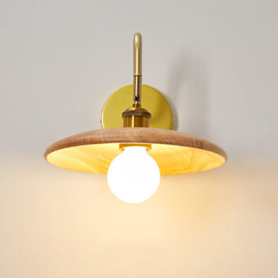 Modern Wooden Japanese Tray Shaped 1-Light Wall Sconce Lamp