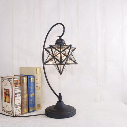 Contemporary Creative Pentagram Iron Glass 1-Light Table Lamp For Bedroom