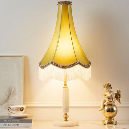 Modern Light Luxury Fabric Fringed Horn 1-Light Table Lamp