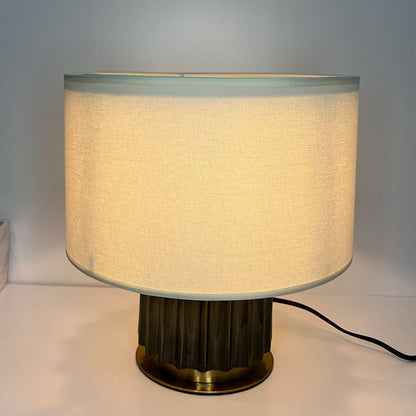 Nordic Minimalist Fabric Drum Metal Column 1-Light Table Lamp